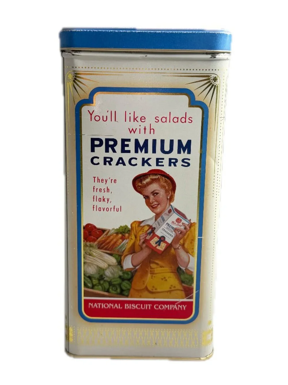 Nabisco Collector's Choice Vintage Premium Crackers Tin Canister Storage Box Lid